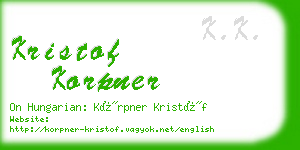 kristof korpner business card